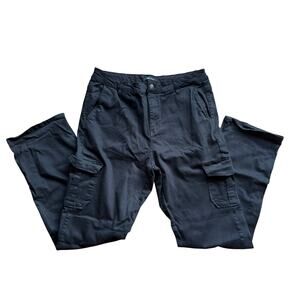 Well Worn Black Straight Leg Cargo Denim Jeans Size 14 Stretch Casual Mature